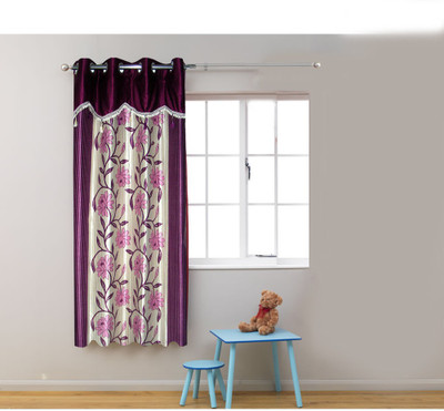 60% OFF on Homefab India Polyester Purple Floral Eyelet Curtain