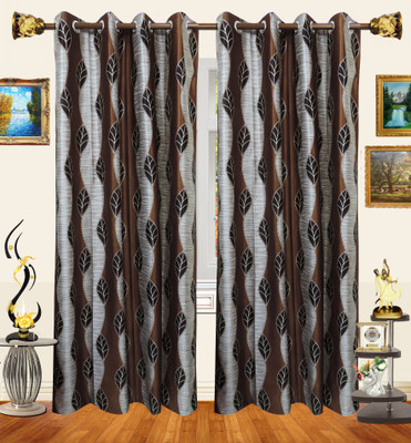 50% OFF on Decor Bazaar Polyester Brown Fleur-de-lis Eyelet Curtain