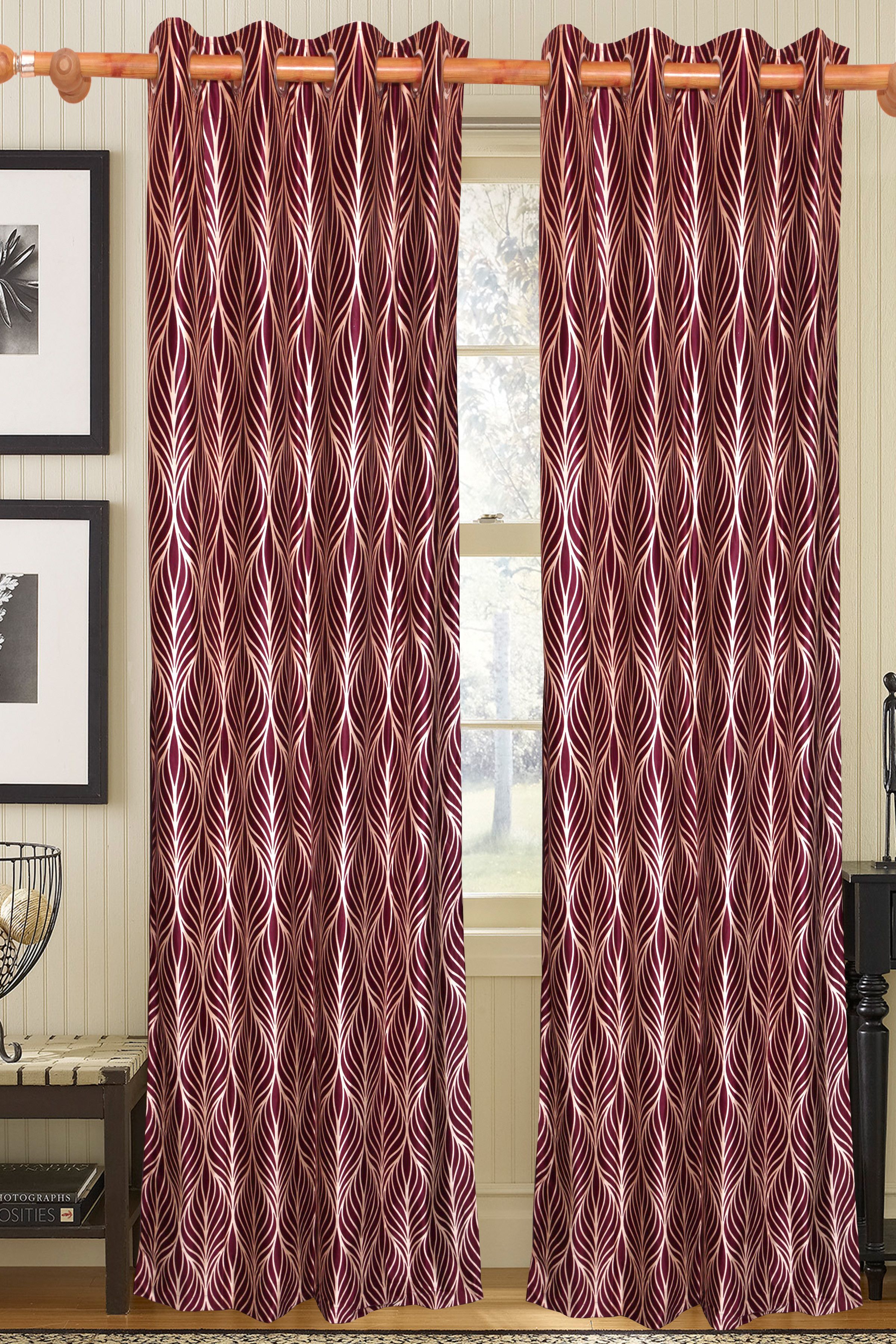 57% OFF on Vrinda Polyester Purple Abstract Eyelet Curtain