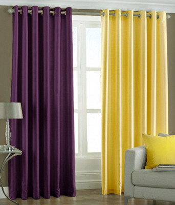 59% OFF on HomeZaara Polyester Purple, Yellow Solid Eyelet Curtain 59% OFF on HomeZaara Polyester Purple, Yellow Solid Eyelet Curtain