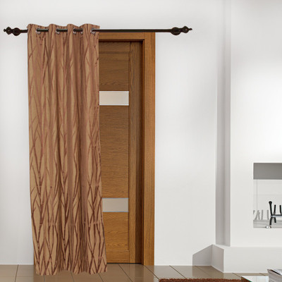 5% OFF on FloatingWalls Polyester Brown Striped Eyelet Curtain