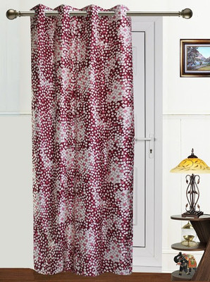 64% OFF on Dekor World Polyester Maroon Checkered Tab Top Curtain