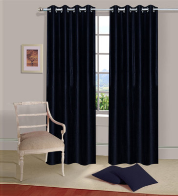 45% OFF on Handloomdaddy Polyester Black Solid Eyelet Curtain