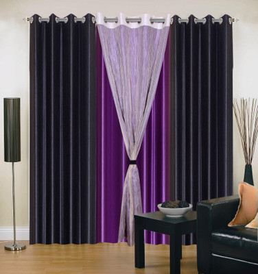 51% OFF on IWS Polyester Multicolor Solid Ring Rod Curtain