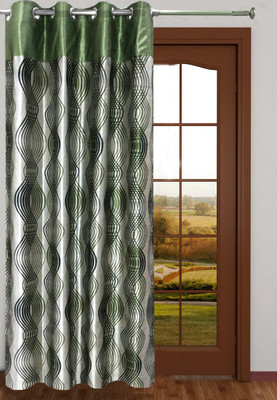 58% OFF on Homefab India Polyester Green Striped Eyelet Curtain
