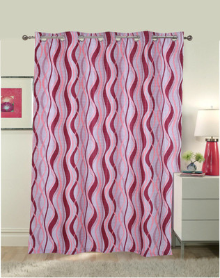 33% OFF on Glitz Home Cotton Pink Abstract Eyelet Curtain