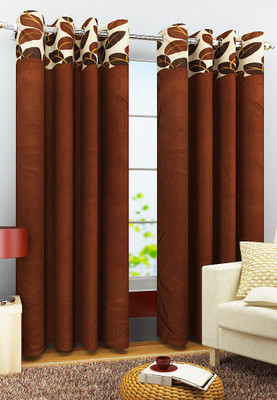 56% OFF on Homefab India Polyester Brown Solid Eyelet Curtain
