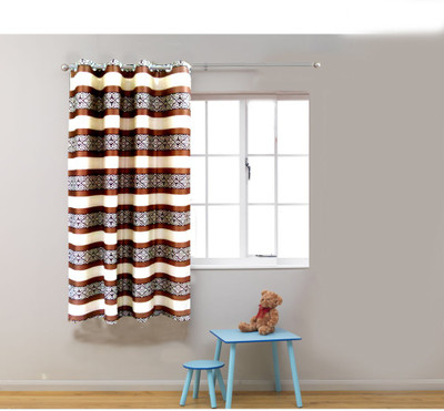 58% OFF on Homefab India Polyester Brown Striped Eyelet Curtain