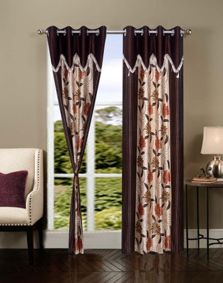 53% OFF on IWS Polyester Multicolor Printed Ring Rod Curtain