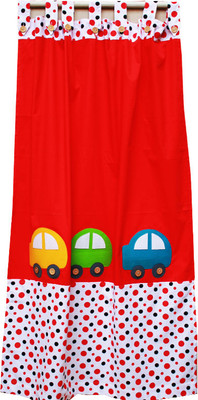 Kadambaby Cotton Red Solid Eyelet Curtain