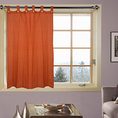 64% OFF on Kings Polycotton Orange Floral Tab Top Curtain