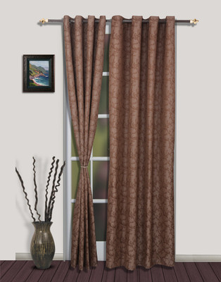 35% OFF on S9home by Seasons Polyester Brown Solid Eyelet Curtain