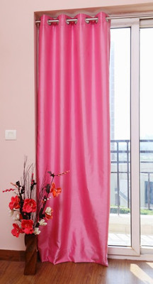 ZappyCart Polyester Hot Pink Solid Eyelet Curtain