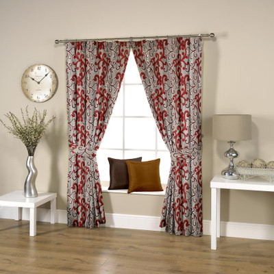 57% OFF on Threadmix Polyester Red Floral Eyelet Curtain 57% OFF on Threadmix Polyester Red Floral Eyelet Curtain