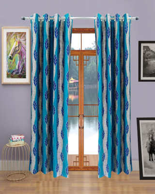 63% OFF on Homefab India Polyester Blue Floral Eyelet Curtain