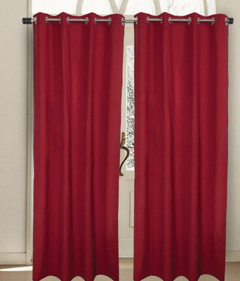House This Cotton Red Solid Eyelet Curtain House This Cotton Red Solid Eyelet Curtain