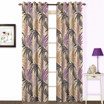 Skipper Polyester, Viscose Purple Geometric Eyelet Curtain