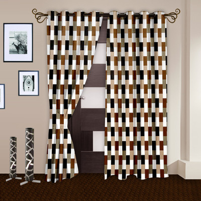 50% OFF on Story @ Home Polyester Brown Printed Tab Top Curtain