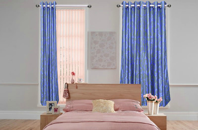 60% OFF on OsianArts Blue Solid Eyelet Curtain