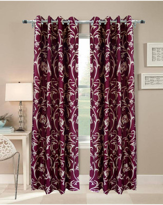 34% OFF on FabBig Polyester Red Door Curtain 84 inch in Height, Pack of 2