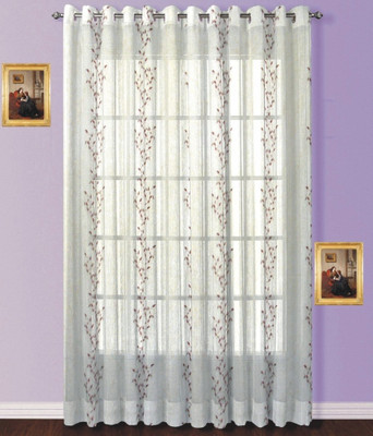 50% OFF on Fabutex Tissue Maroon Embroidered Eyelet Curtain