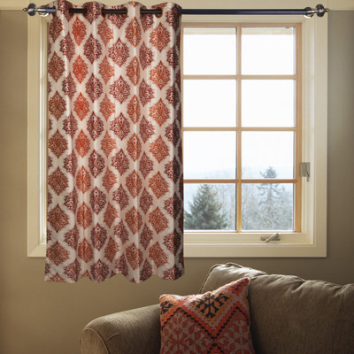 58% OFF on Kings Polycotton Orange Solid Tab Top Curtain