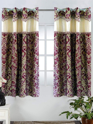 64% OFF on Homefab India Polyester Pink, Beige Printed Eyelet Curtain