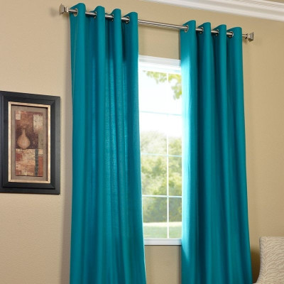 33% OFF on Pindia Polyester Light Blue Floral Eyelet Curtain