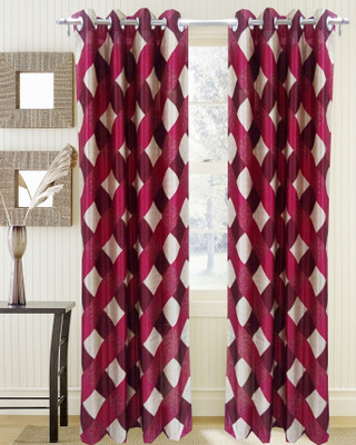 57% OFF on Homefab India Polyester Maroon Checkered Eyelet Curtain