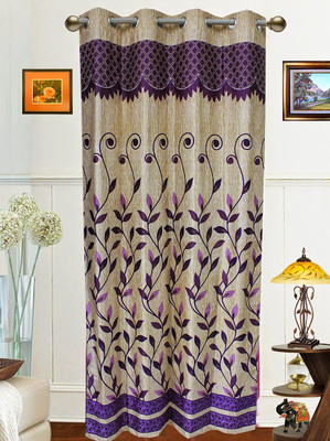 35% OFF on Dekor World Polyester Purple Floral Tab Top Curtain
