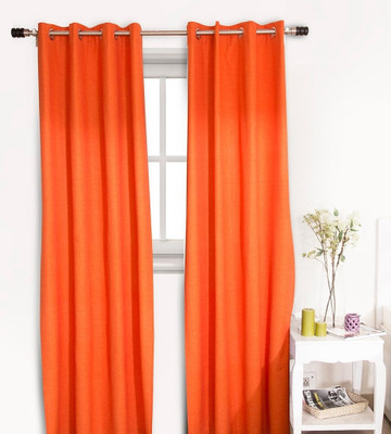 75% OFF on House This Cotton Orange Batik Tab Top Curtain