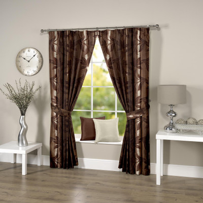 50% OFF on Threadmix Polyester Brown Floral Eyelet Curtain