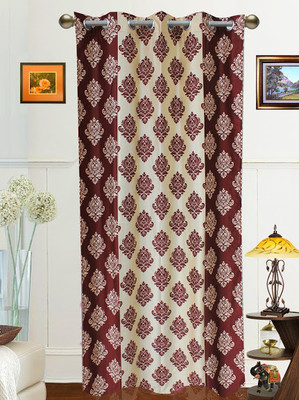 58% OFF on Dekor World Polyester Maroon Damask Eyelet Curtain