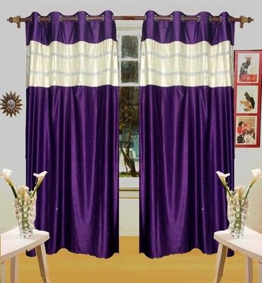 53% OFF on Homeoculture Polycotton Multicolor Striped Eyelet Curtain