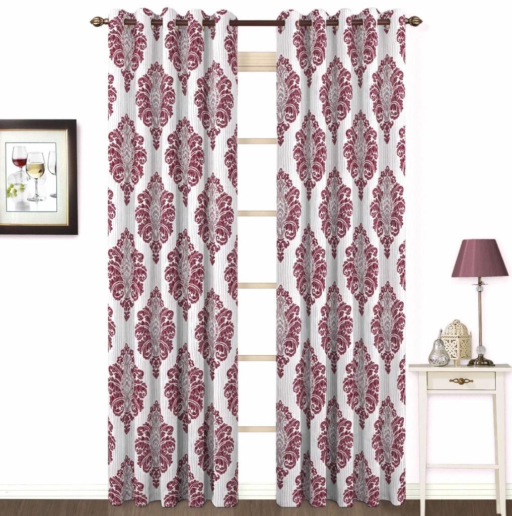 9% OFF on Skipper Polyester, Viscose, Blends Maroon Damask Eyelet Curtain