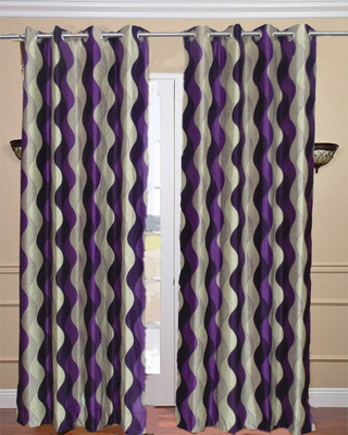 35% OFF on FabBig Polyester Purple Printed Eyelet Curtain