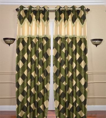 53% OFF on JBG Home Store Polyester Green Geometric Eyelet Curtain