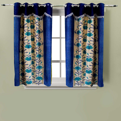 63% OFF on Homefab India Polyester Blue Abstract Eyelet Curtain
