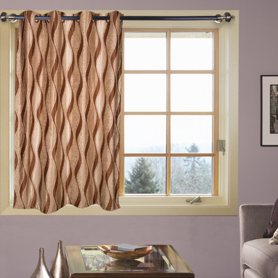 43% OFF on Kings Polyester Brown Striped Eyelet Curtain