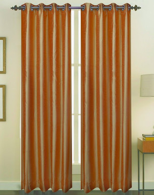 ZappyCart Polyester Gold Solid Eyelet Curtain