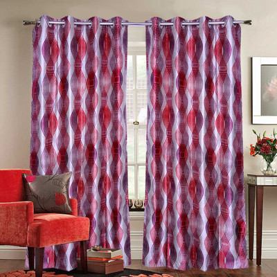 45% OFF on Fresh From Loom Polycotton Red Self Design Tab Top Curtain