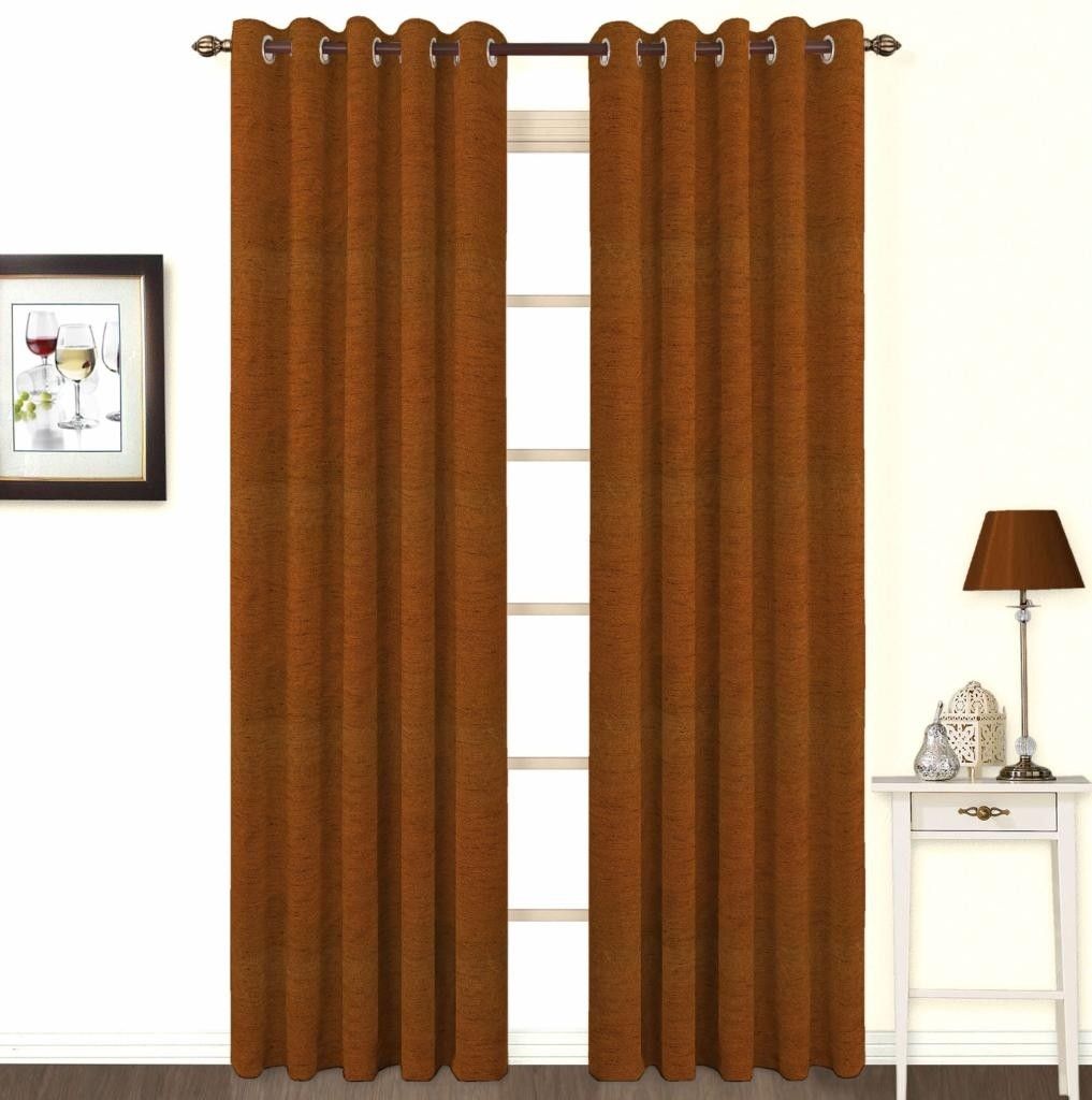 10% OFF on Skipper Polyester, Viscose, Blends Brown Solid Concealed Tab Top Curtain