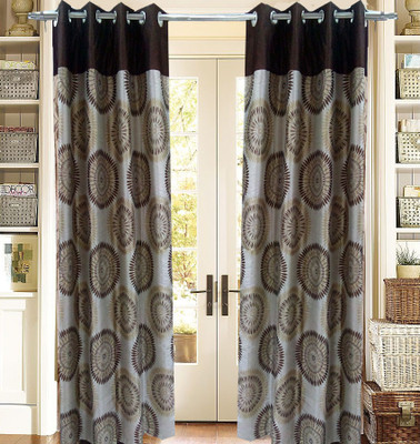 60% OFF on Homefab India Polyester Brown Checkered Eyelet Curtain