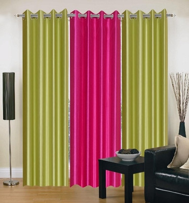 56% OFF on IWS Polyester Green, Pink Self Design Eyelet Curtain