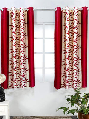60% OFF on Homefab India Polyester Maroon Floral Eyelet Curtain