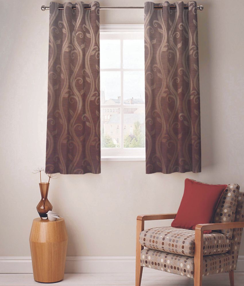 50% OFF on FABUTEX Polyester Brown Floral Eyelet Curtain 50% OFF on FABUTEX Polyester Brown Floral Eyelet Curtain