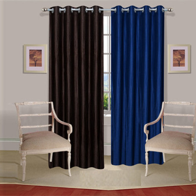 56% OFF on Handloomdaddy Polyester Brown, Dark Blue Floral Eyelet Curtain 56% OFF on Handloomdaddy Polyester Brown, Dark Blue Floral Eyelet Curtain