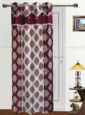 63% OFF on Dekor World Polyester Maroon Damask Eyelet Curtain