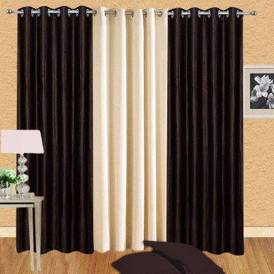 49% OFF on Handloomdaddy Polyester Brown, Beige Self Design Eyelet Curtain