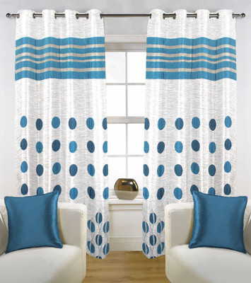 20% OFF on D��cor Special Polyester Blue Geometric Eyelet Curtain